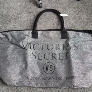Victoria's Secret silver glitter tote